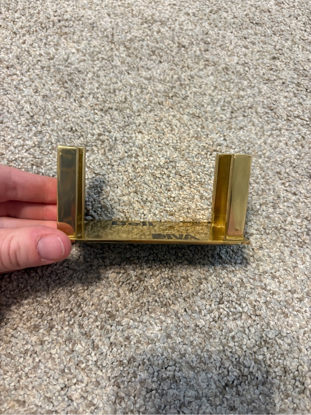 Brass Business Card Holder Vintage MCM Bell Diva Office Style Fleted Bottom